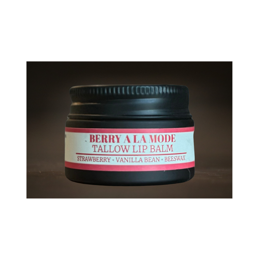 Berry A La Mode -                                                                     Strawberry & Vanilla Bean Tallow Lip Balm .5oz