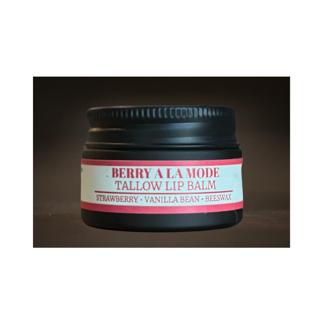 Berry A La Mode -                                                                     Strawberry & Vanilla Bean Tallow Lip Balm .5oz
