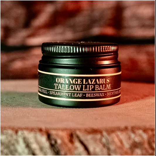 Orange Lazarus -                                                                     Orangey Mint Tallow Lip Balm .5oz