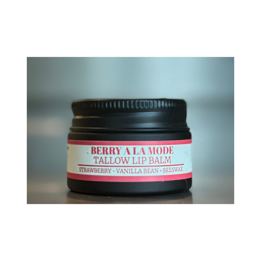 Berry A La Mode -                                                                     Strawberry & Vanilla Bean Tallow Lip Balm .5oz