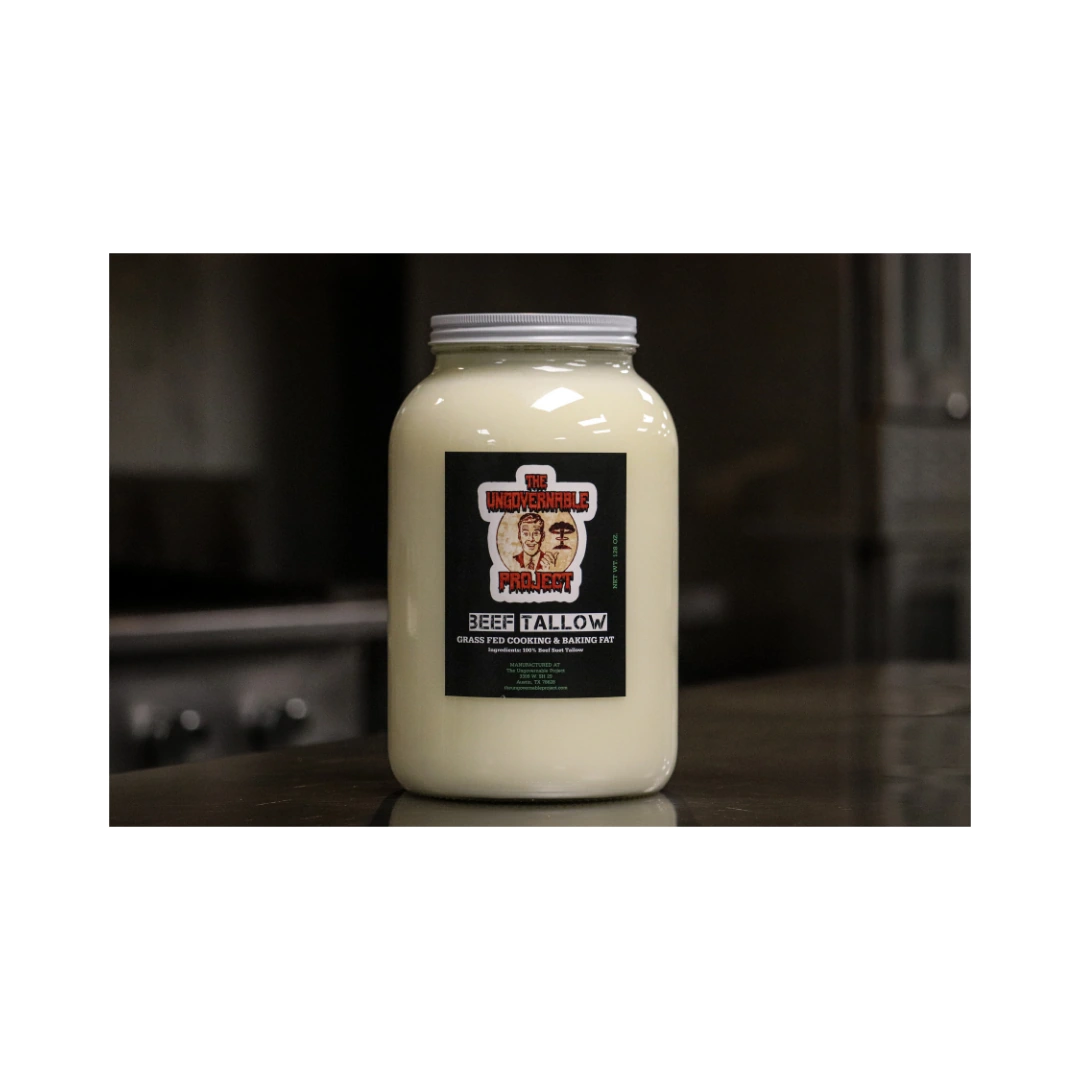 The Ungovernable Project half-gallon beef tallow jar
